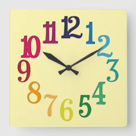 Färgsiffror Fyrkantig Klocka