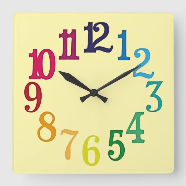 Färgsiffror Fyrkantig Klocka (Framsida)