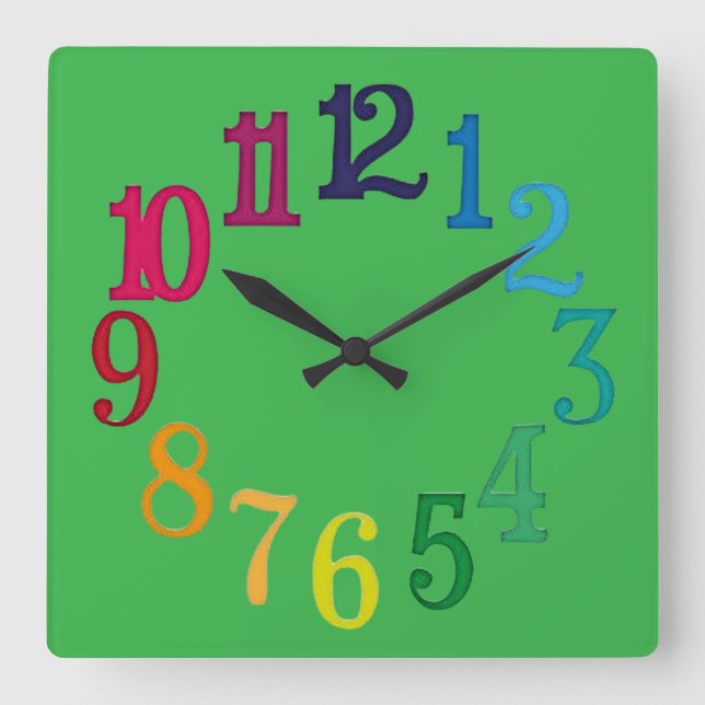 Färgsiffror Fyrkantig Klocka (Framsida)