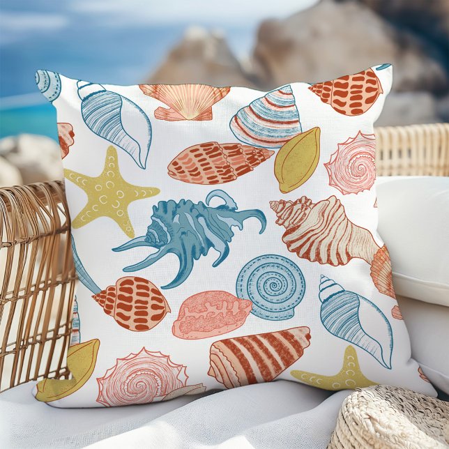 Färgsiga seashells Beach-sommaren Kudde (Skapare uppladdad)