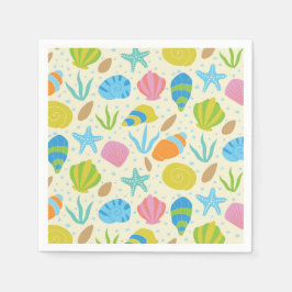 Färgsiga sjöceller och Starfish Coastal Mönster Pappersservett
