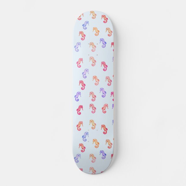 Färgsiga sjöhästar Mönster Mini Skateboard Bräda 18,5 Cm (Framsida)