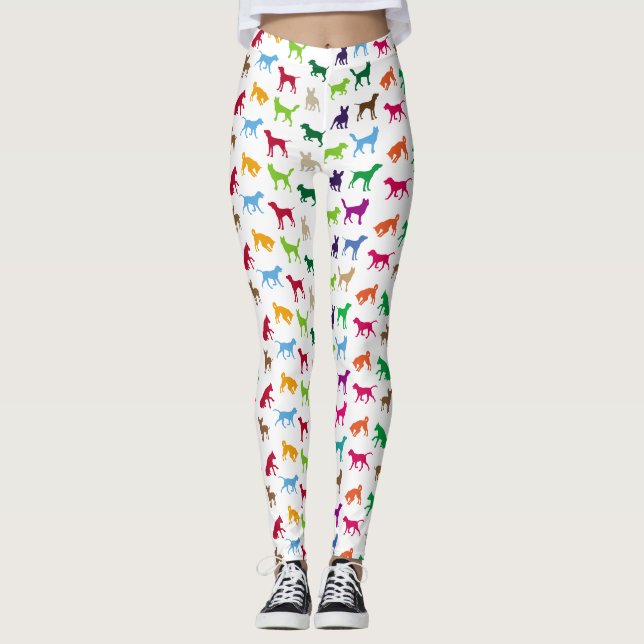 Färgsilhuetter av hundar leggings (Framsida)