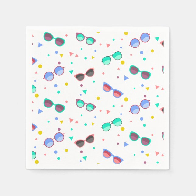 Färgsillsolglasögon mönster sommar pappersservett (Framsidan)