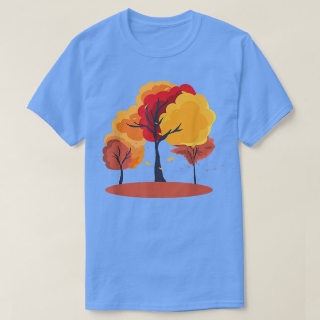 Färgskog Lämnar hösten Träd sjunker T Shirt (Design framsida)