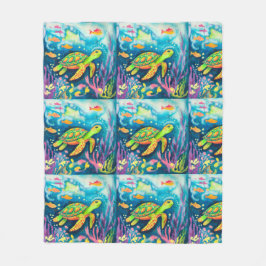 Färgsköldpadda Fleecefilt