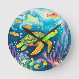 Färgsköldpadda Rund Klocka