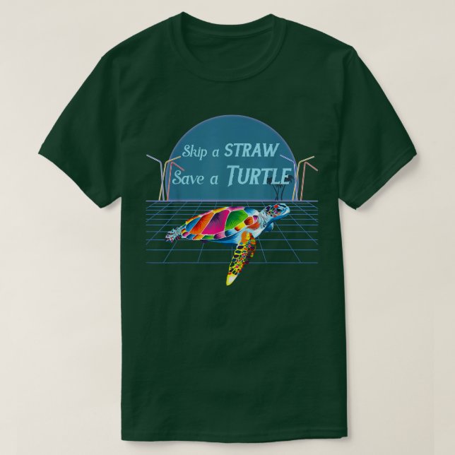 Färgsköldpadda Sea Hawaiian Skip A Straw Spara T Shirt (Design framsida)