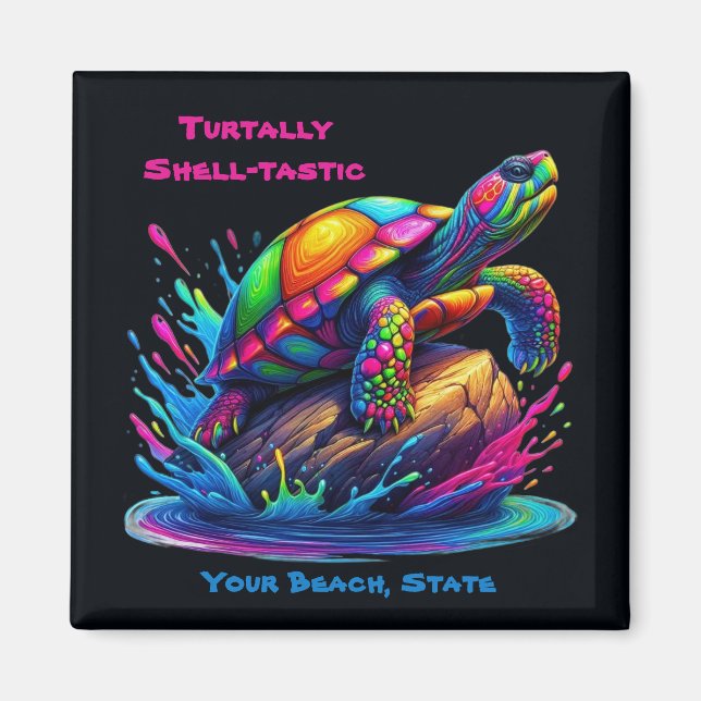 Färgsköldpadda Stänk Magnet (Framsidan)