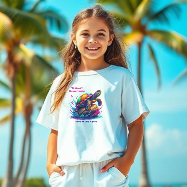 Färgsköldpadda Stänk- T Shirt (Colorful Turtle-Fisherman Core-Dopamine Dressing-Kids T shirt)