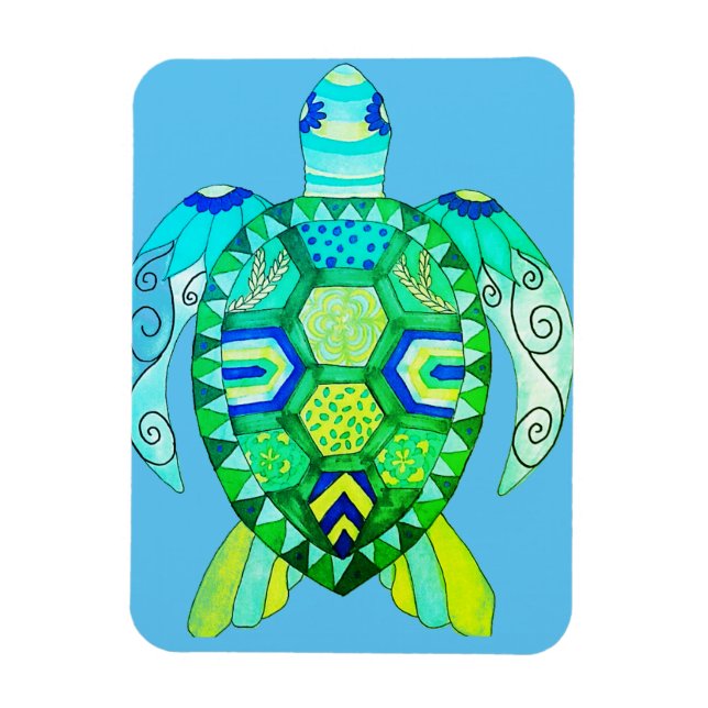 Färgsköldpadda teckning magnet (Vertikal)