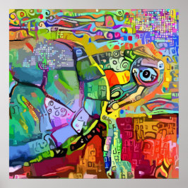 Färgsköldpadda, vattensköldpadda abstrakt konst poster