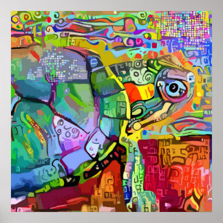 Färgsköldpadda, vattensköldpadda abstrakt konst poster