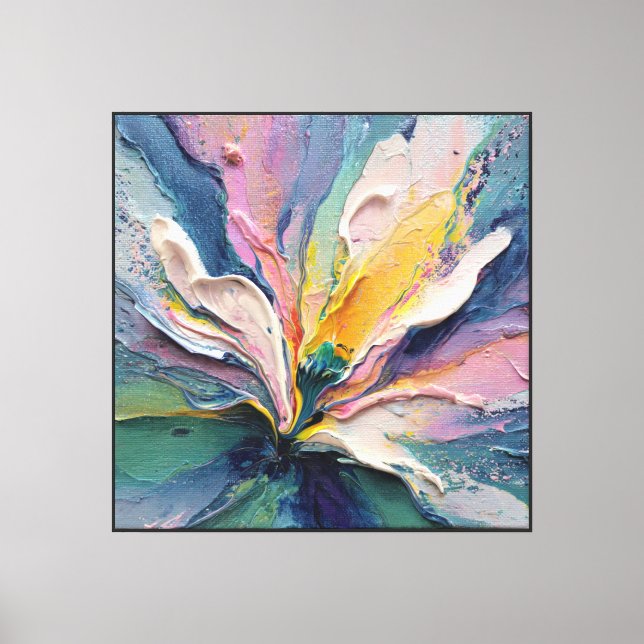 Färgskott Blomstrande Abstrakt Blomma Canvas (Framsida)