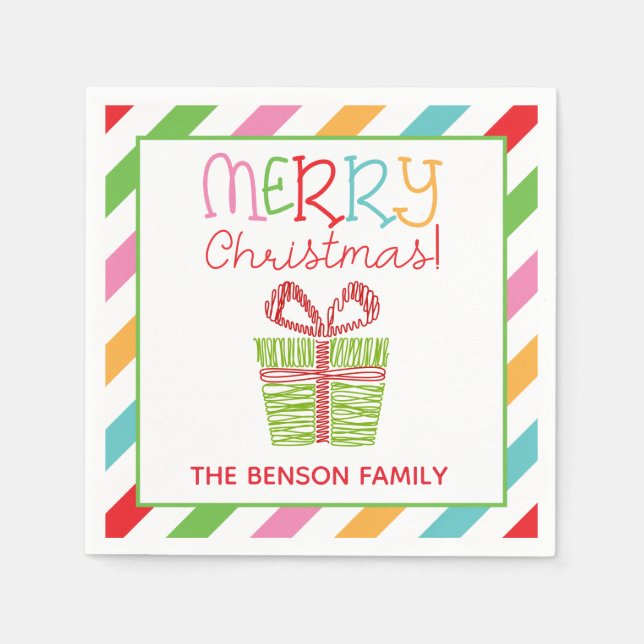 Färgskrift Julklapp Party Napkins Pappersservett (Framsidan)