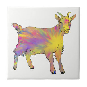 Färgskrik Artsy Goat Funny Animal Art Kakelplatta