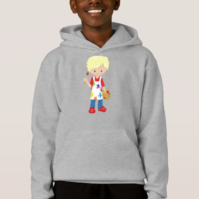 Färgskrivare, färgartist, cute Boy, Blond Hair T Shirt (Framsida)