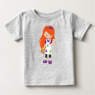 Färgskrivare, färgkonstnär, Cute Girl, Orange Hair T Shirt