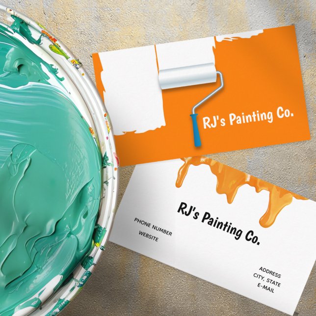 Färgskrivare för vit Orange för professionell Visitkort (Professional Orange White Paint Roller Painter Business Card)