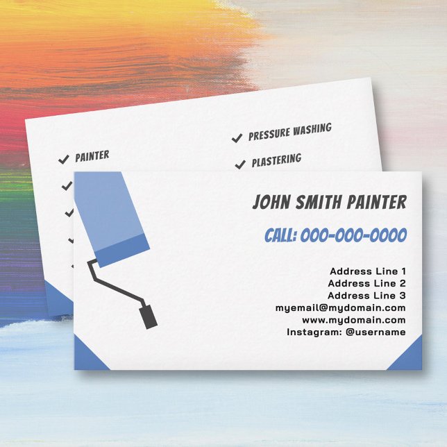 Färgskrivare och dekorator, färgroller visitkort (Painter & Decorator Business Card)