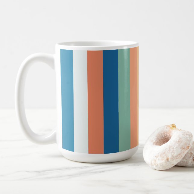 Färgskugga ränder kaffemugg (Med munk)