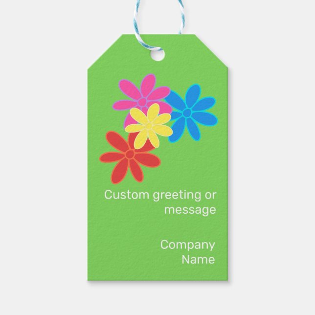 FÄRGSKYLDIG ABSTRAKT GRÖNT BLUE ROSA RED NAMN PRESENTETIKETT (Framsidan)