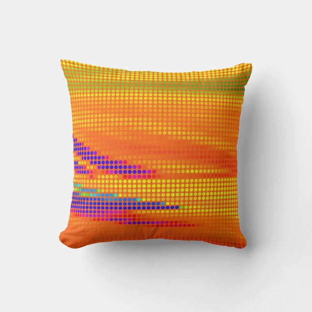 FÄRGSKYLDIG RETRO RAINBOW DOTS ART KUDDE (Framsida)