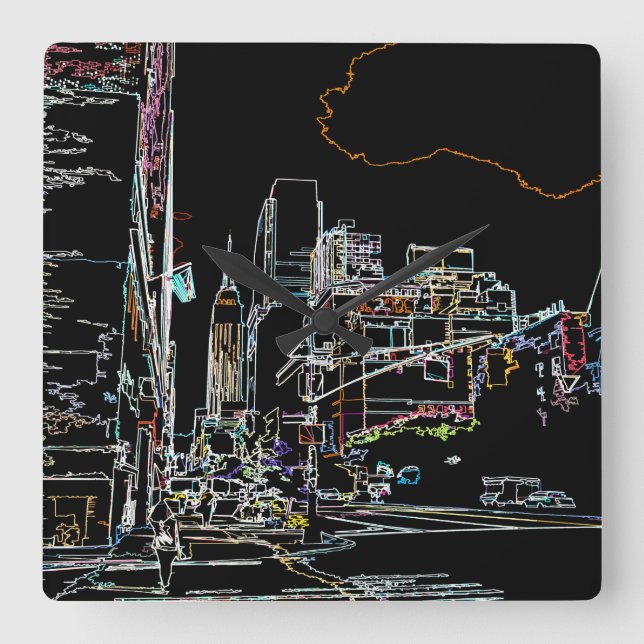 Färgskylin på Manhattan Fyrkantig Klocka (Framsida)