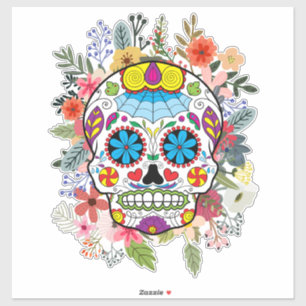 Färgsocker av Blommigt Skull Klistermärken