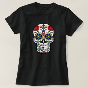 Färgsocker av Blommigt Skull T Shirt