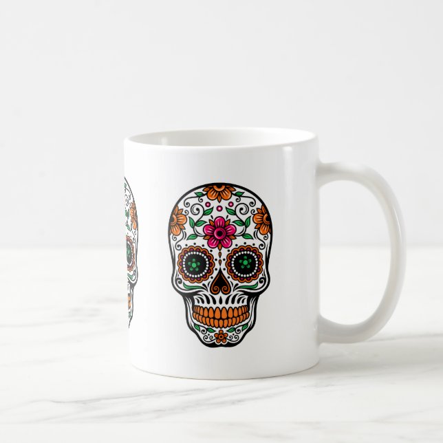 Färgsocker Blommigt Skull 4 Kaffemugg (Höger)