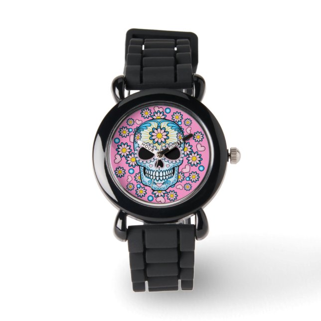 Färgsocker Skull Armbandsur (Framsida)