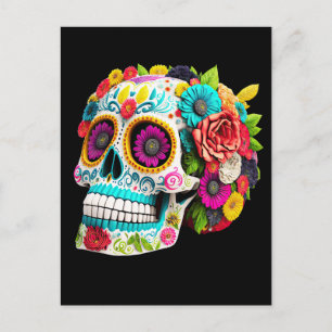 Färgsocker Skull Day of the dead Calaveras Vykort