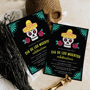 Färgsocker Skull Day of the dead Party Inbjudningar