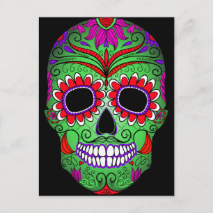 Färgsocker Skull Day of the dead Vykort