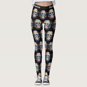 Färgsocker Skull Día de los Muertos Leggings