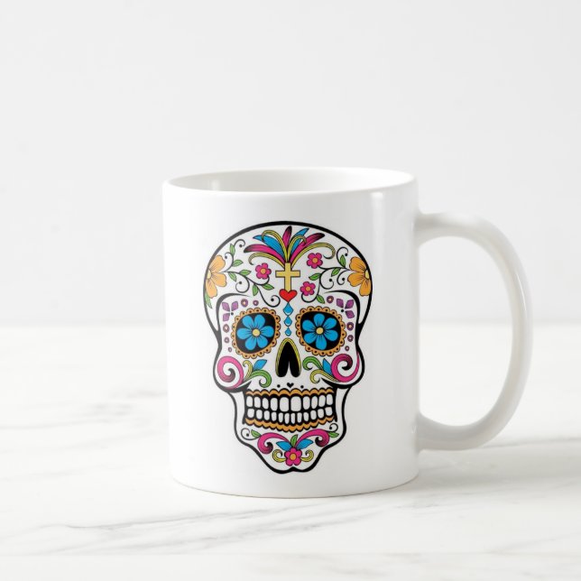 Färgsocker Skull Kaffemugg (Höger)