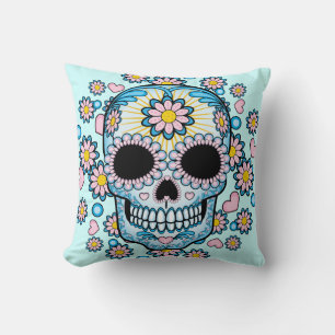 Färgsocker Skull Kudde