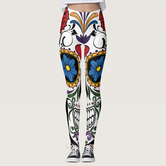 Färgsocker Skull Leggings (Framsida)
