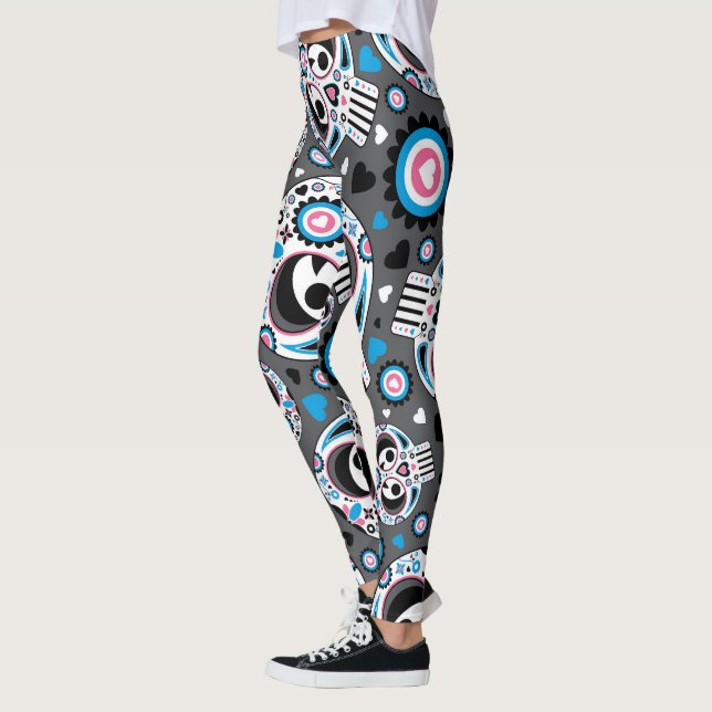 Färgsocker Skull Mönster Leggings (Vänster)