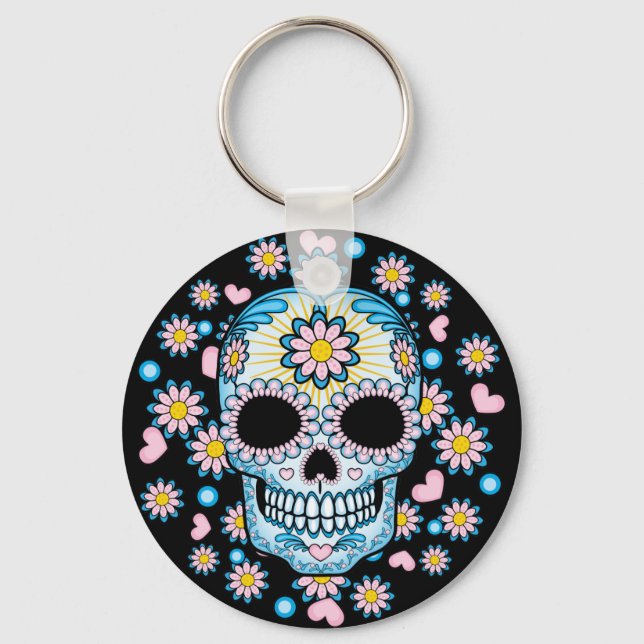 Färgsocker Skull Nyckelring (Framsida)