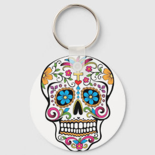 Färgsocker Skull Nyckelring