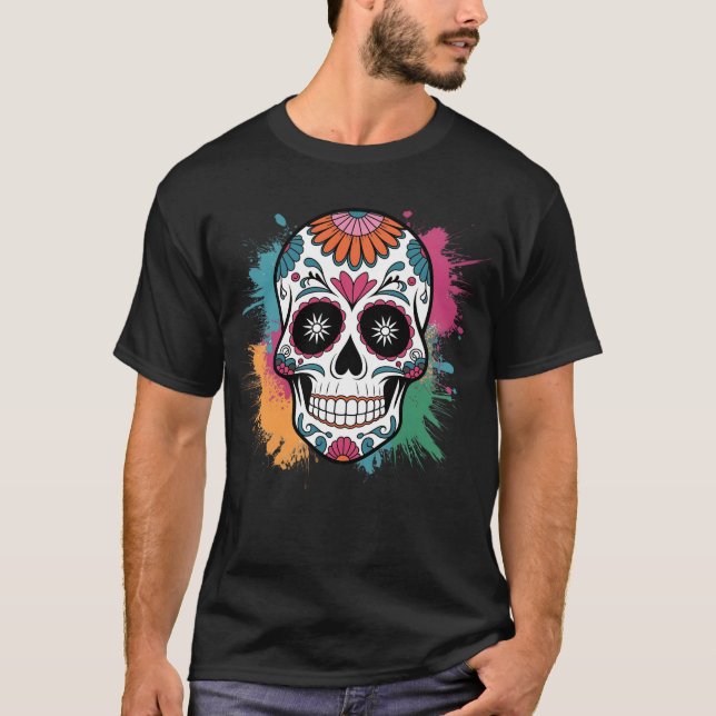 Färgsocker Skull - Skullgåvor T Shirt (Framsida)