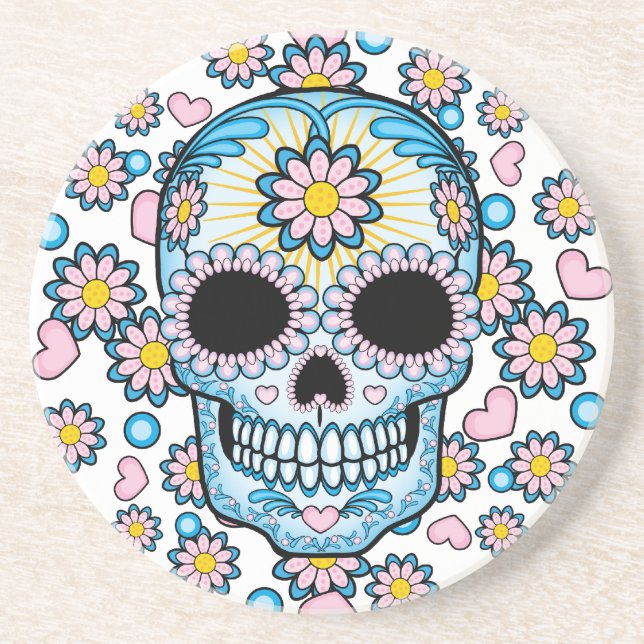 Färgsocker Skull Underlägg Sandsten (Framsidan)