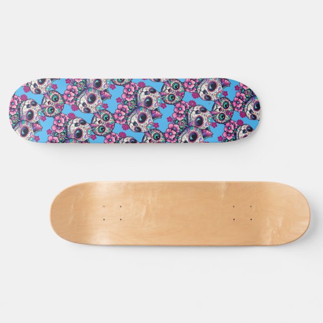 Färgsocker Skullkatt Mönster Mini Skateboard Bräda 18,5 Cm (Horz)