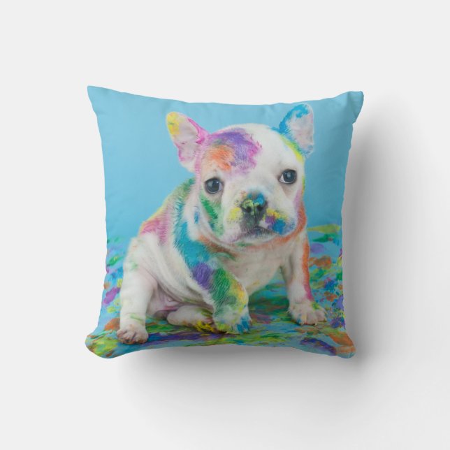 FÄRGSPLATTERED PUPPY DEKORATIV KUDDE. KUDDE (Framsida)