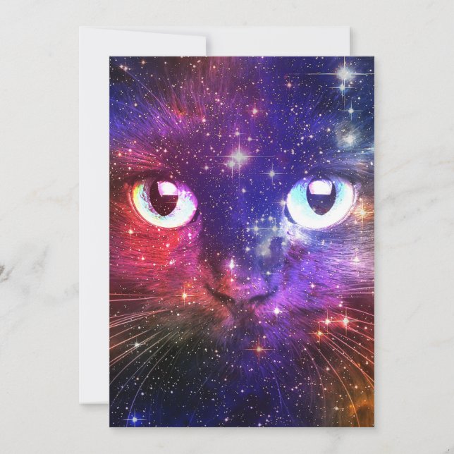 Färgsprakande Galaxkatt  Inbjudningar (Framsida)