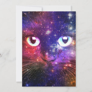 Färgsprakande Galaxkatt Inbjudningar