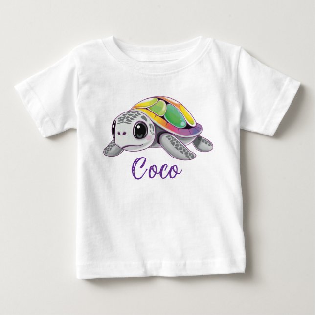 Färgsprakande Havssköldpadda T Shirt (Framsida)
