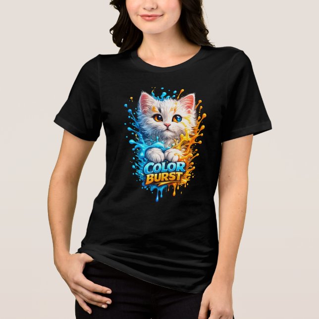 Färgsprakande katt – Levande penseldrag Grafisk t- T Shirt (Framsida)